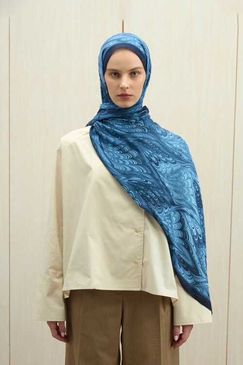 Ebruel Kraş Şal - Lacivert 