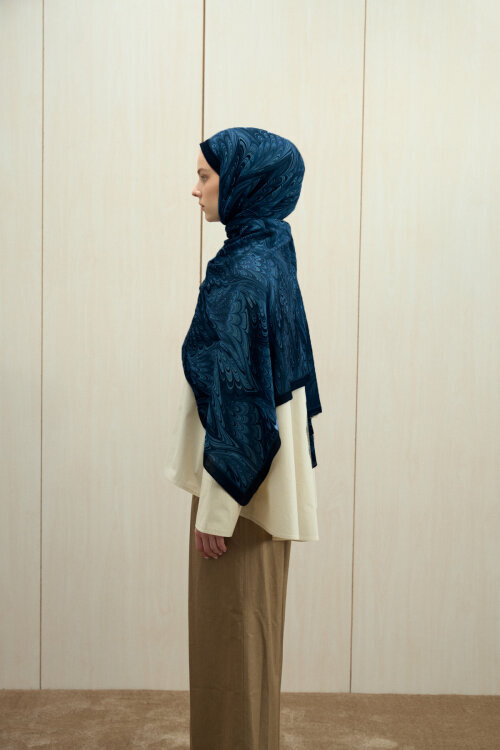 Ebruel Kraş Şal - Lacivert - Camellia Scarfs (1)