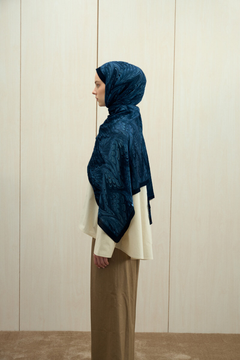 Ebruel Kraş Şal - Lacivert - 2