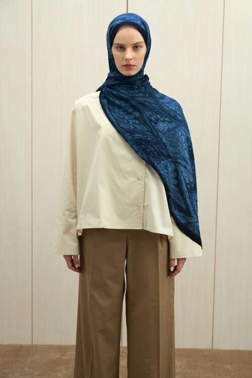 Ebruel Kraş Şal - Lacivert 