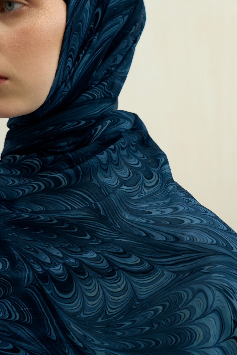 Ebruel Kraş Şal - Lacivert - 4