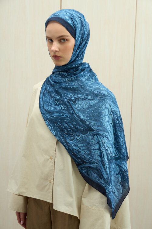 Ebruel Kraş Şal - Lacivert - Camellia Scarfs (1)