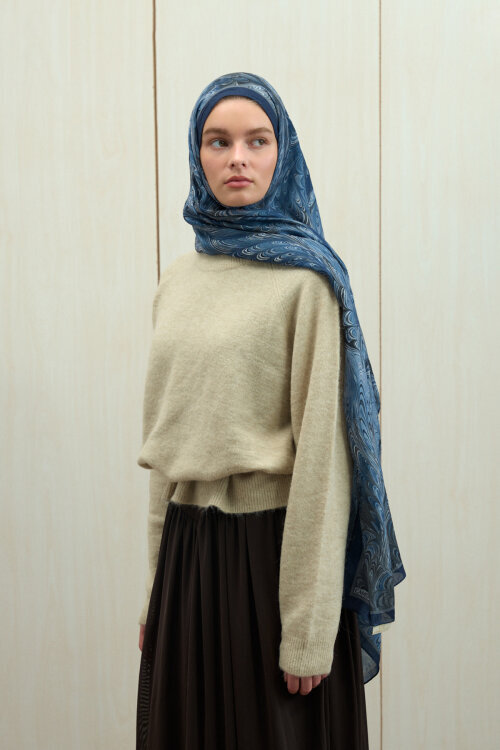 Ebruel Kraş Şal - Lacivert Gri 