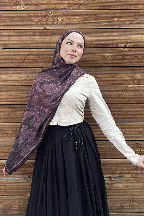 Ebruel Kraş Şal - Mürdüm - Camellia Scarfs