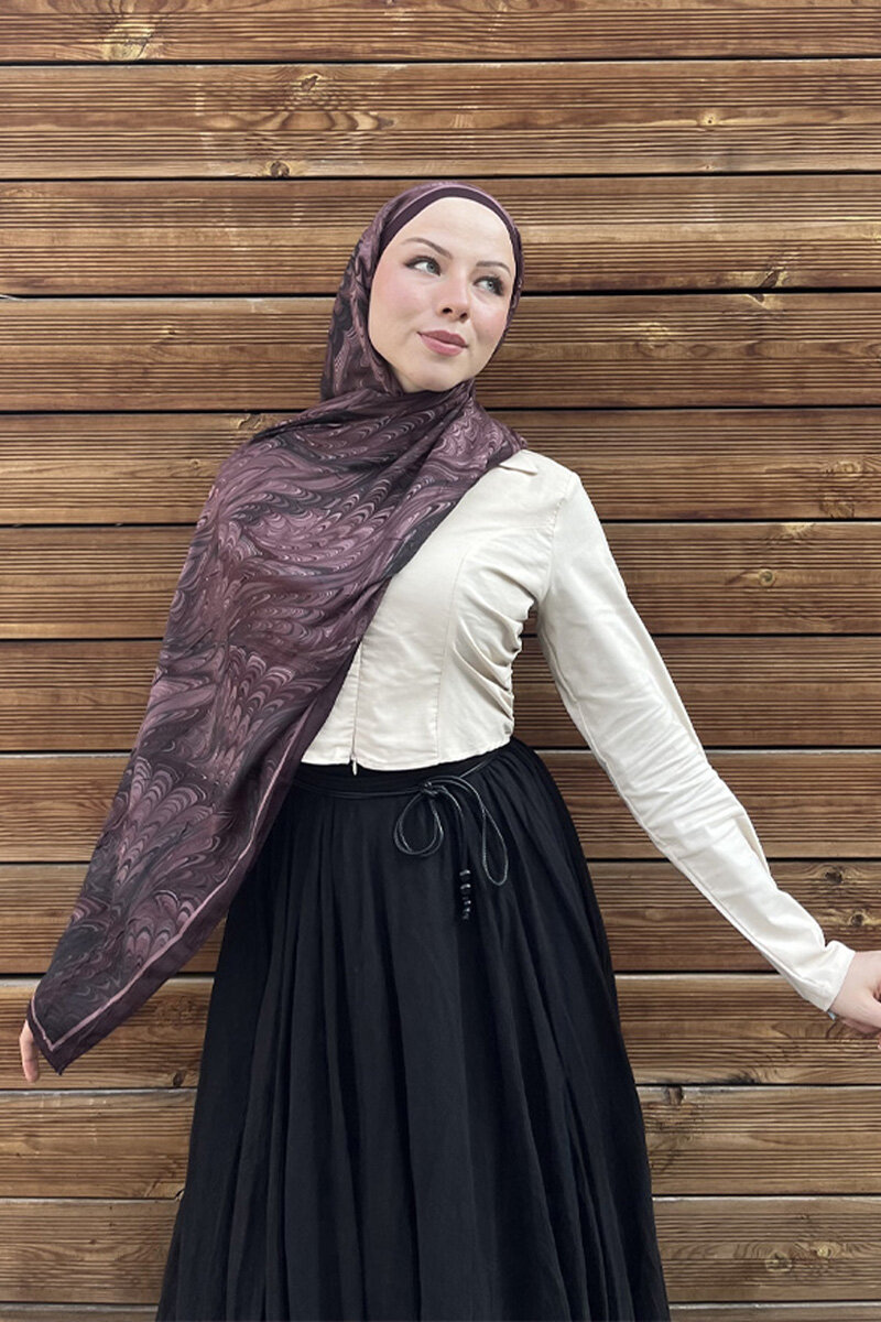 Ebruel Kraş Şal - Mürdüm - 1