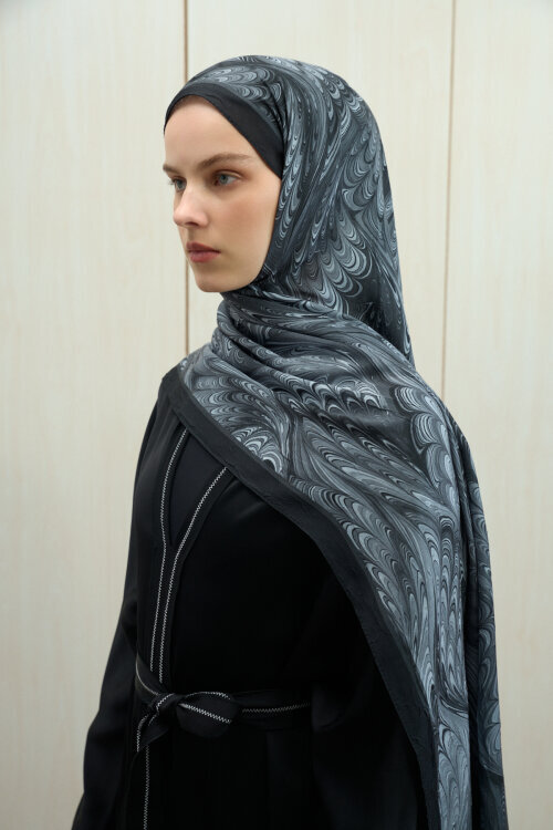 Ebruel Kraş Şal - Siyah - Camellia Scarfs (1)