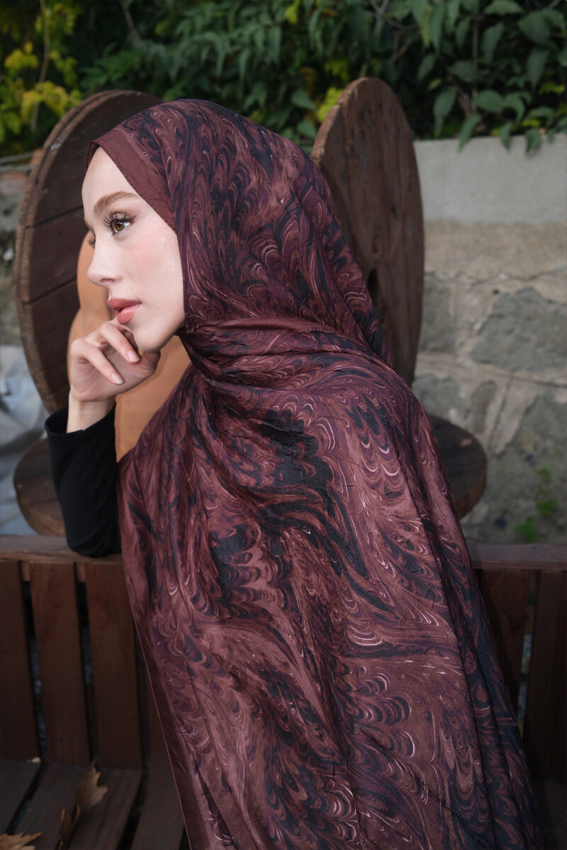 Ebruel Kraş Şal - Siyah Kahve - 2