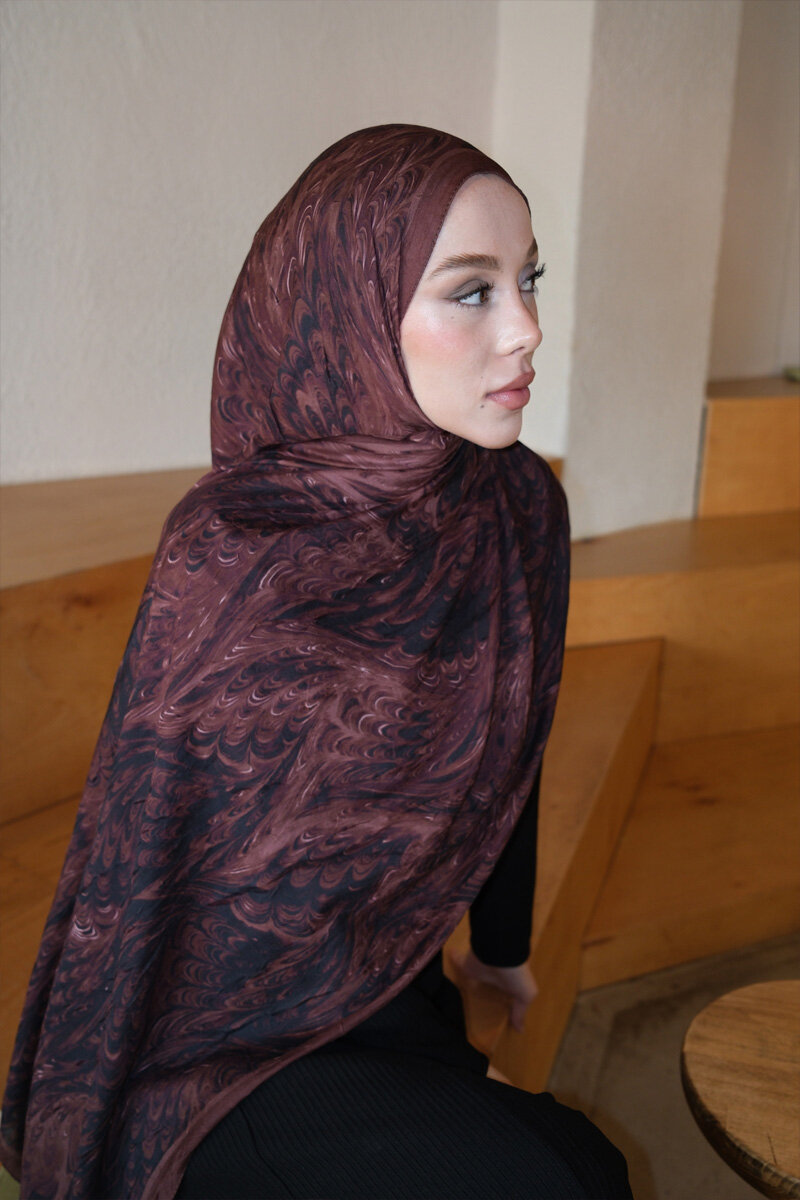 Ebruel Kraş Şal - Siyah Kahve - 3