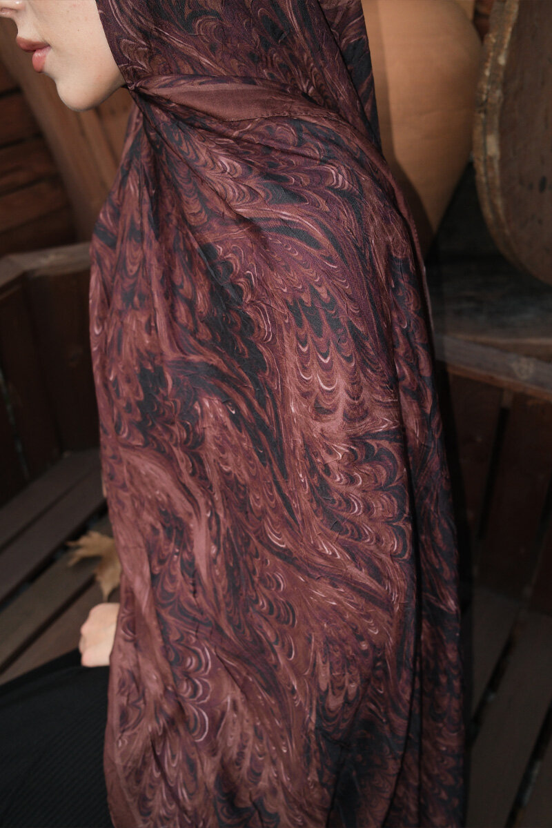 Ebruel Kraş Şal - Siyah Kahve - 4