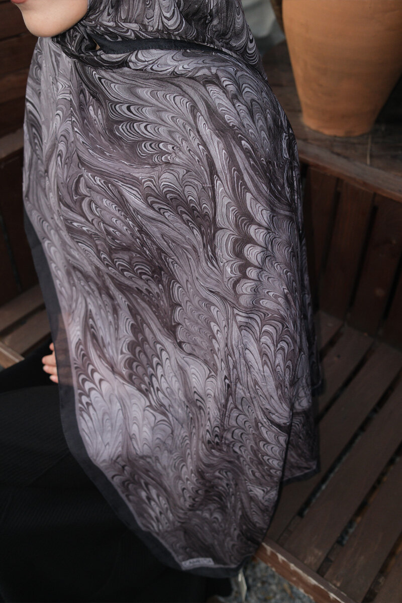 Ebruel Kraş Şal - Siyah Vizon - 4