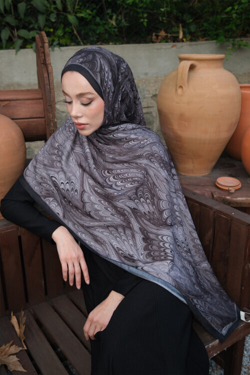 Ebruel Kraş Şal - Siyah Vizon - Camellia Scarfs