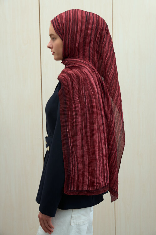 Ecru Dreams Müslin Şal - Cherry - Camellia Scarfs (1)