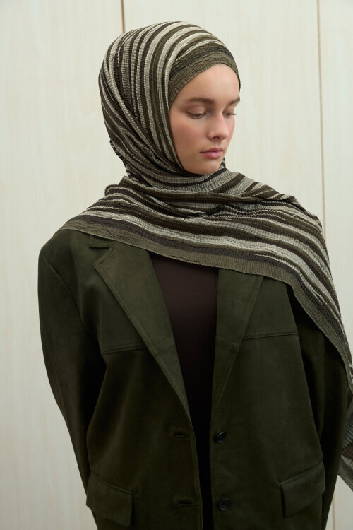 Ecru Dreams Müslin Şal - Haki - Camellia Scarfs (1)