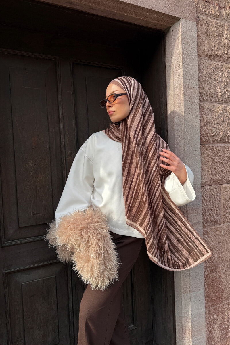 Ecru Dreams Müslin Şal - Karamel - 5