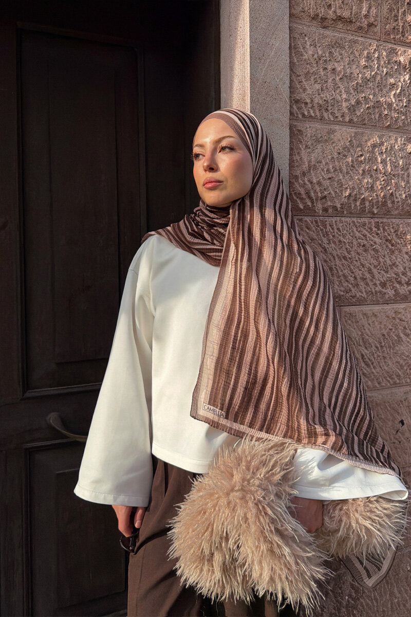 Ecru Dreams Müslin Şal - Karamel - 4