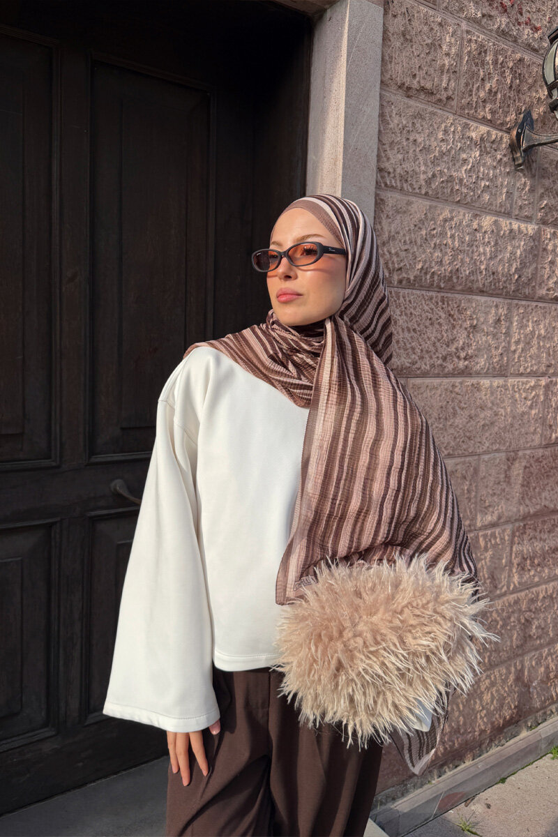 Ecru Dreams Müslin Şal - Karamel - 3