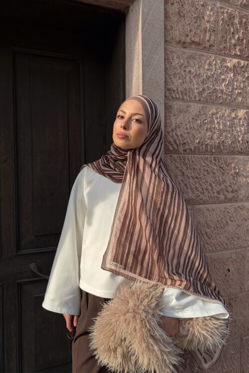 Ecru Dreams Müslin Şal - Karamel - Camellia Scarfs (1)