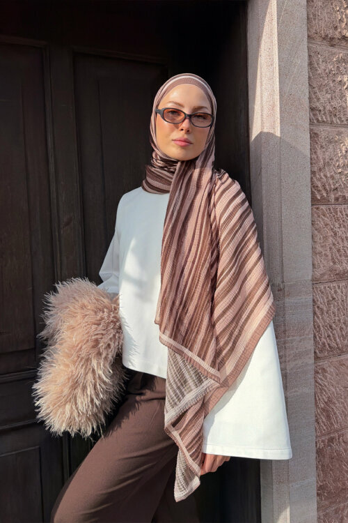 Ecru Dreams Müslin Şal - Karamel 