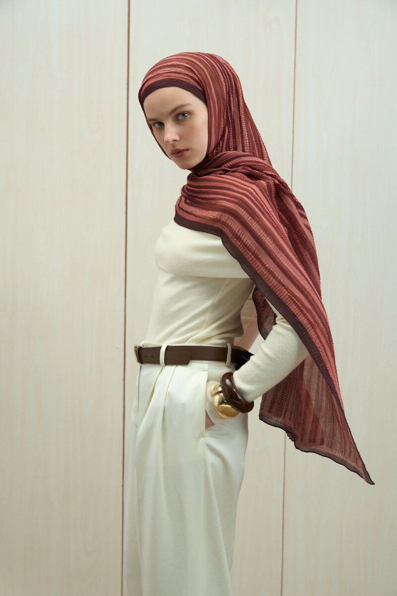 Ecru Dreams Müslin Şal - Kiremit - 3