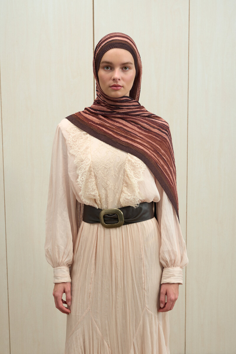Ecru Dreams Müslin Şal - Kızıl Kahve - 1