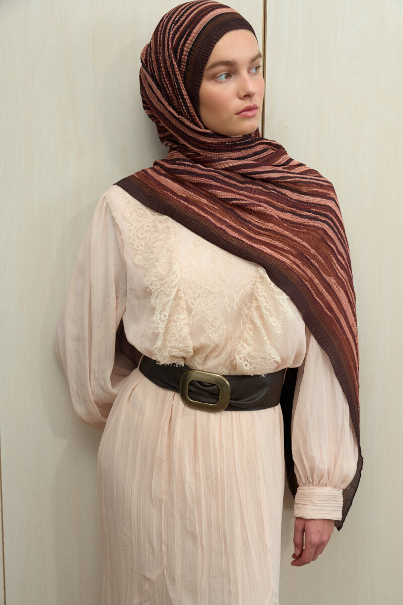 Ecru Dreams Müslin Şal - Kızıl Kahve - 3