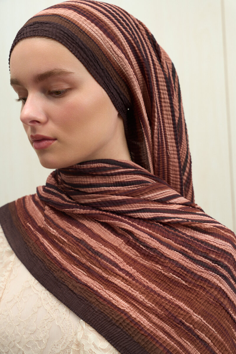 Ecru Dreams Müslin Şal - Kızıl Kahve - 4