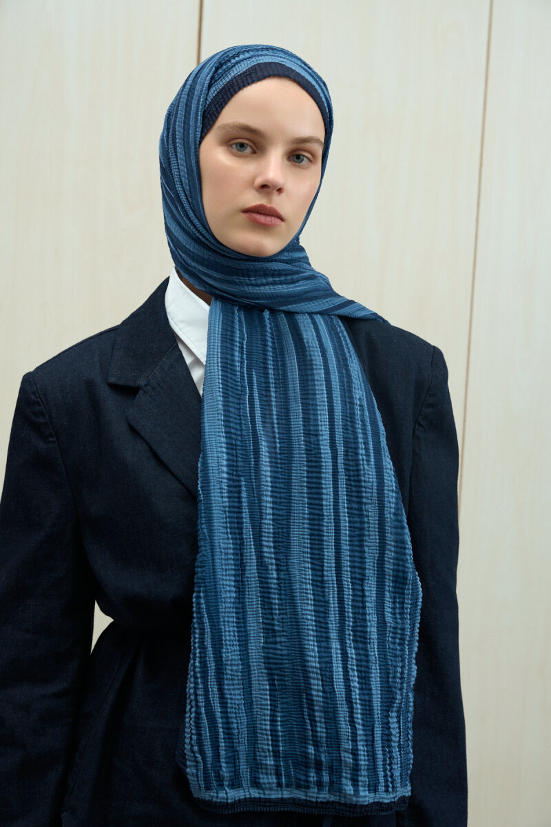 Ecru Dreams Müslin Şal - Lacivert - 3