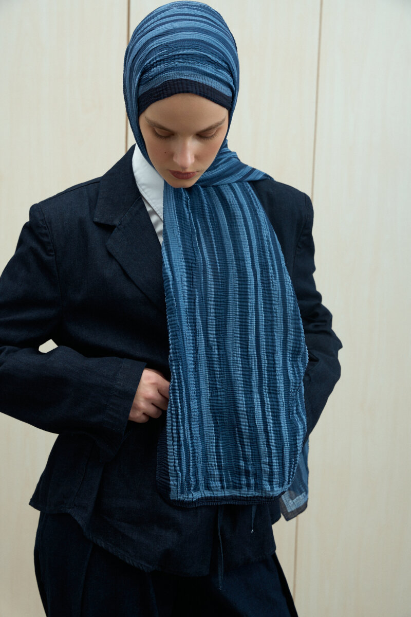 Ecru Dreams Müslin Şal - Lacivert - 4