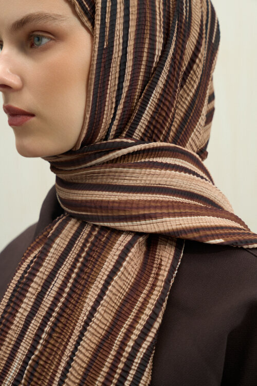 Ecru Dreams Müslin Şal - Mocha - Camellia Scarfs (1)