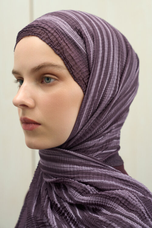 Ecru Dreams Müslin Şal - Mor - Camellia Scarfs (1)