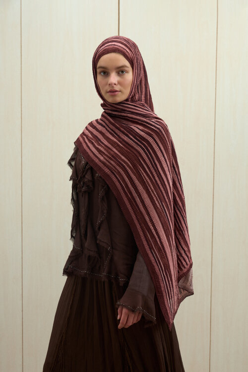 Ecru Dreams Müslin Şal - Mürdüm - Camellia Scarfs