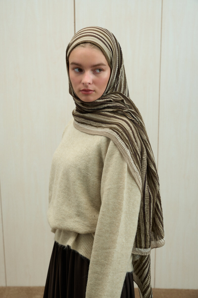 Ecru Dreams Müslin Şal - Olive - 3