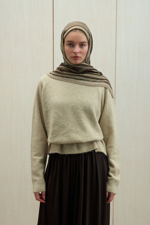 Ecru Dreams Müslin Şal - Olive - Camellia Scarfs