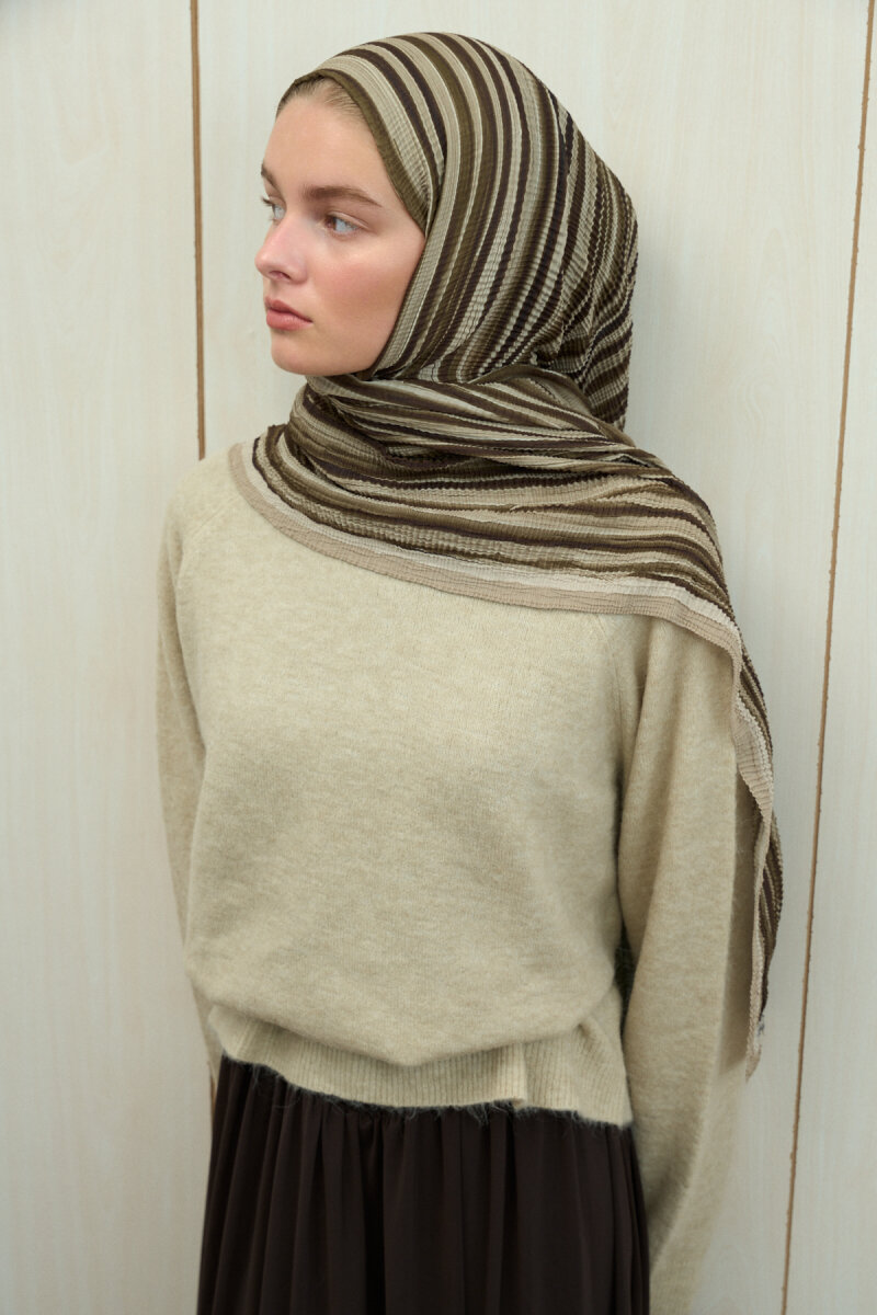 Ecru Dreams Müslin Şal - Olive - 2