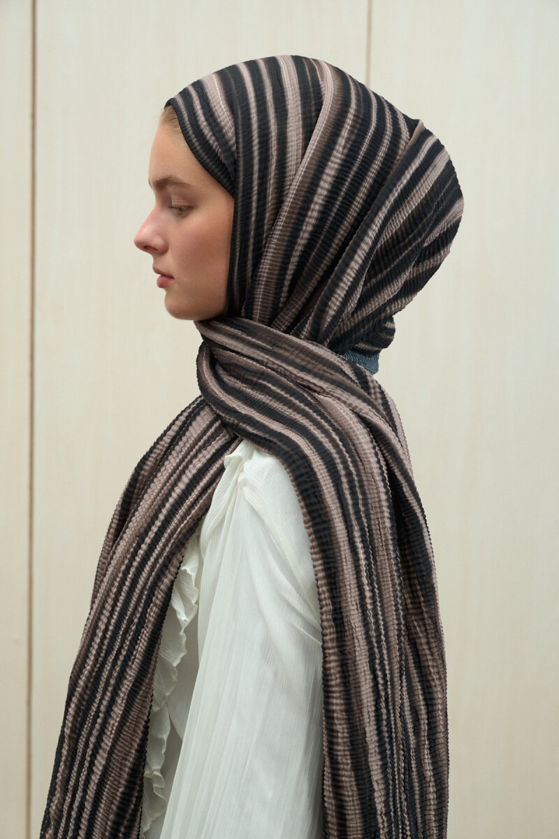 Ecru Dreams Müslin Şal - Siyah Bej - 3