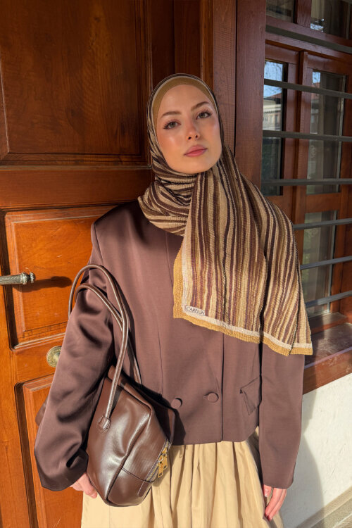 Ecru Dreams Müslin Şal - Yağ Yeşili - Camellia Scarfs (1)