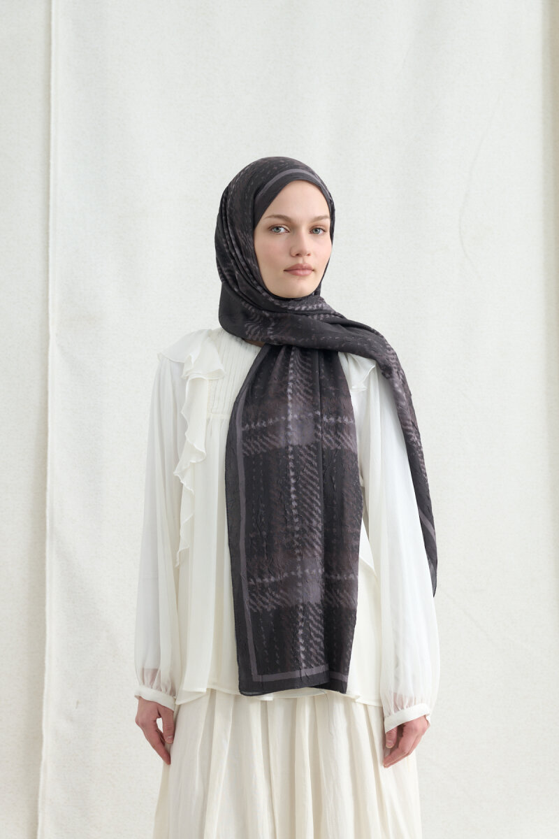 Ekose Kraş Şal - Antrasit - 1