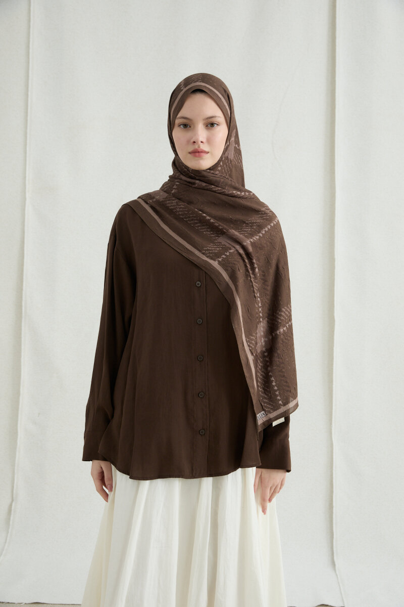 Ekose Kraş Şal - Haki - 1