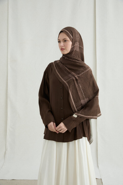 Ekose Kraş Şal - Haki - Camellia Scarfs (1)