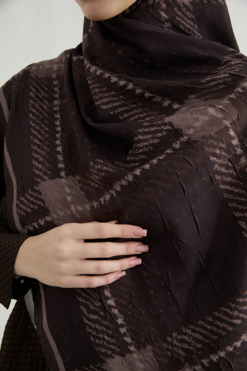 Ekose Kraş Şal - Kahve - 4