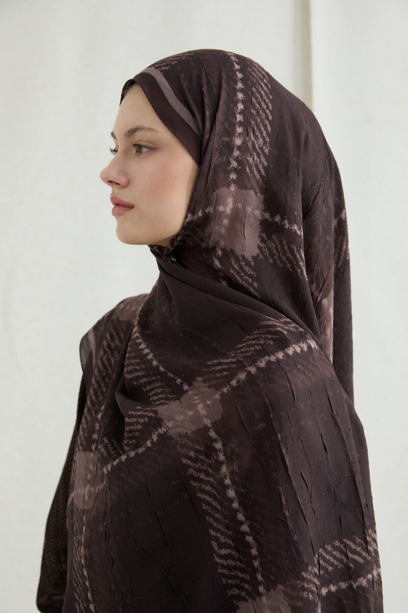 Ekose Kraş Şal - Kahve - 3