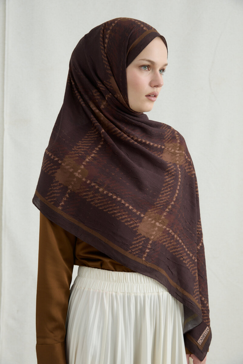 Ekose Kraş Şal - Kızıl Kahve - 3