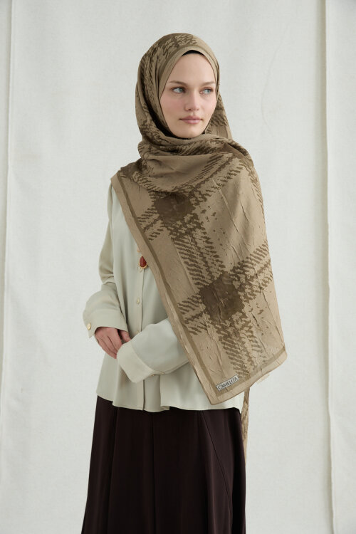 Ekose Kraş Şal - Olive - Camellia Scarfs (1)