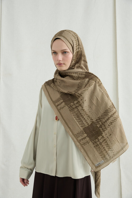 Ekose Kraş Şal - Olive - Camellia Scarfs