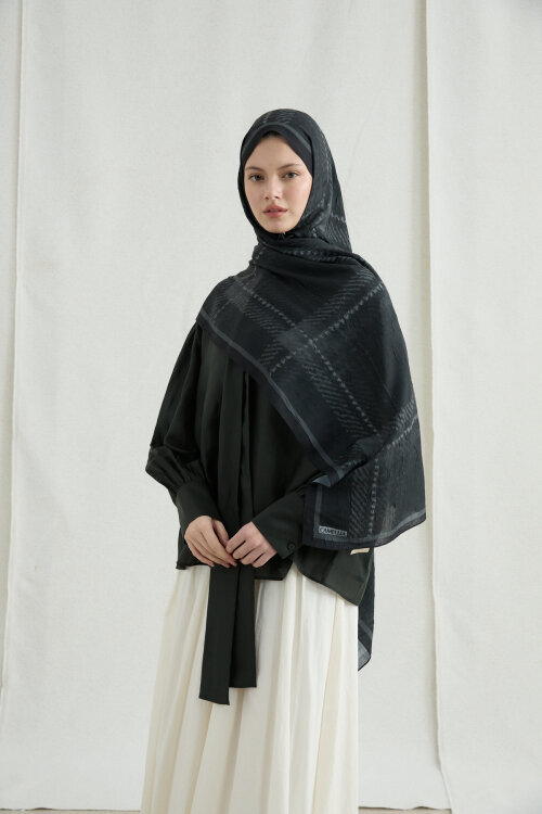 Ekose Kraş Şal - Siyah - Camellia Scarfs