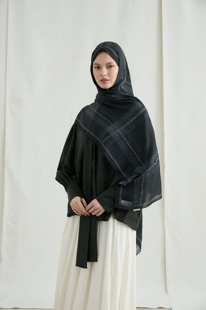 Ekose Kraş Şal - Siyah - 1