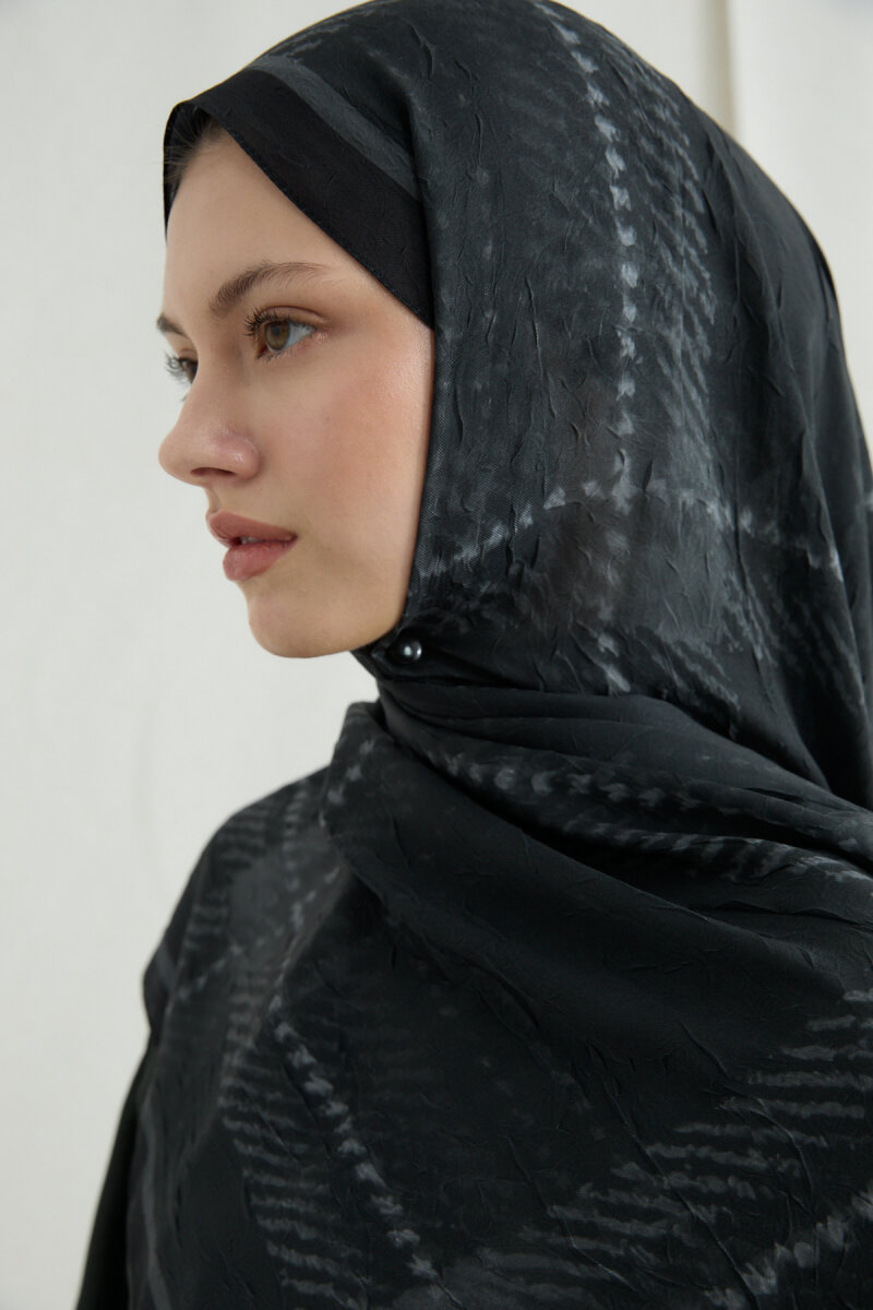 Ekose Kraş Şal - Siyah - 4