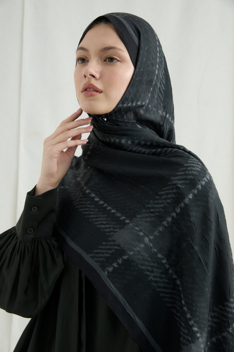 Ekose Kraş Şal - Siyah - 3