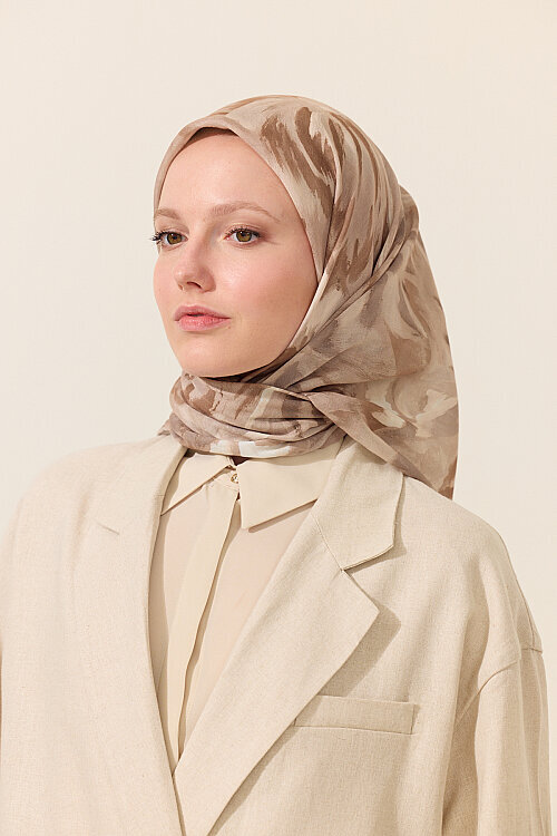 El Dikişi Soft Eşarp Brush - Bej - Camellia Scarfs