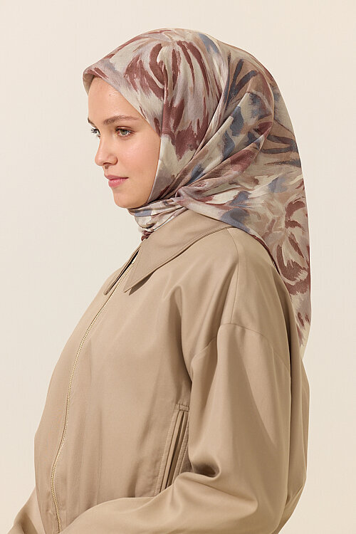 El Dikişi Soft Eşarp Brush - Kahve - Camellia Scarfs